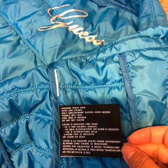 Y2K Guess Nylon Quilted Puffer Coat Jacket Fall Winter Zip Up Women M/L Pocket - Picture 8 of 8